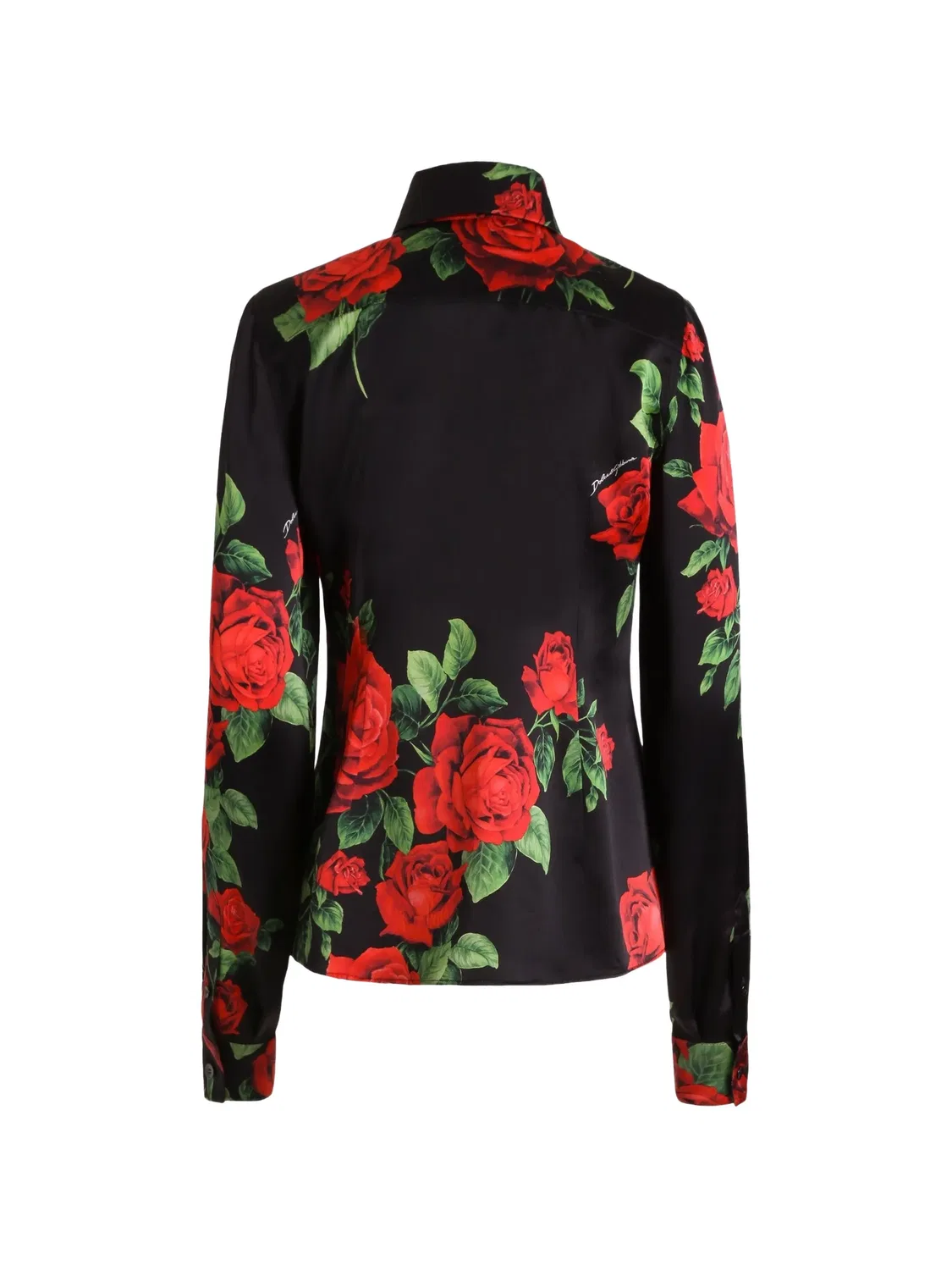 Атласная рубашка с принтом Dolce & Gabbana, черный — фото 2