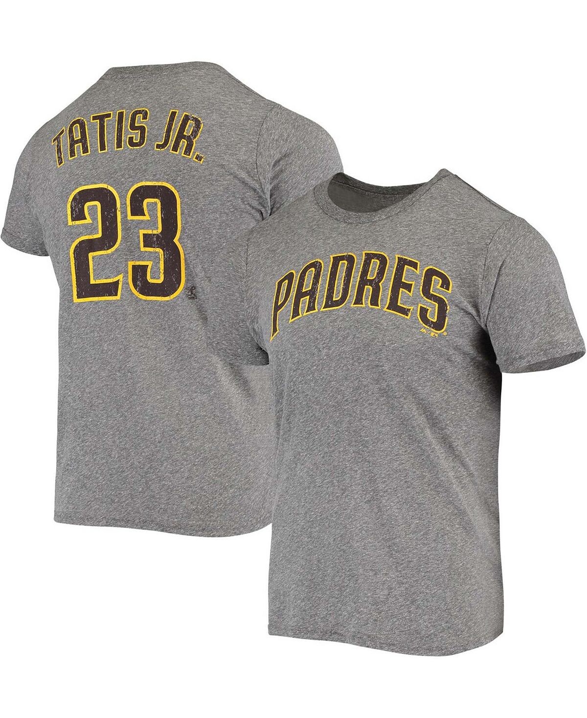 

Мужская серая меланжевая футболка fernando tatis jr. san diego padres name and number tri-blend Majestic, мульти