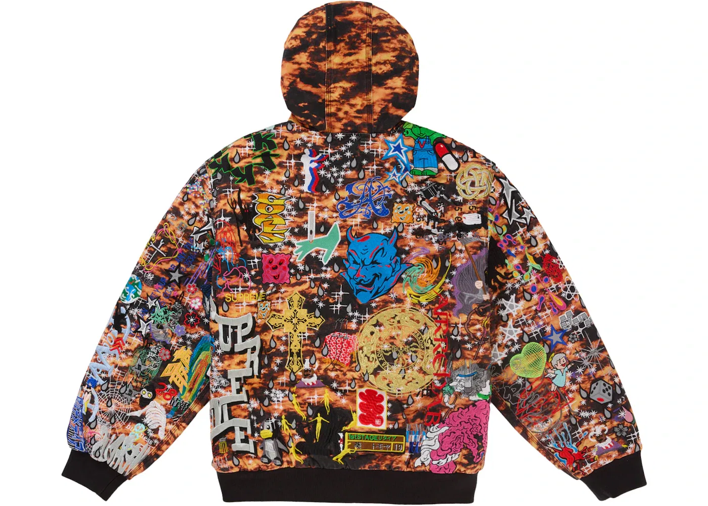 Мужская куртка с капюшоном с вышивкой Flames Supreme, Flames