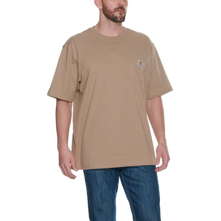 Футболка Carhartt K87 Loose Fit Heavyweight Short Sleeve Pocket Men's, хаки — фото 3