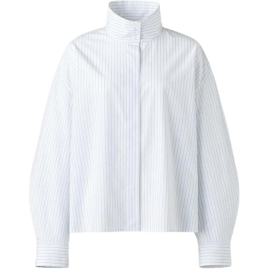 Женская рубашка с воротником-стойкой Ivory UNIQLO, 01 Ivory