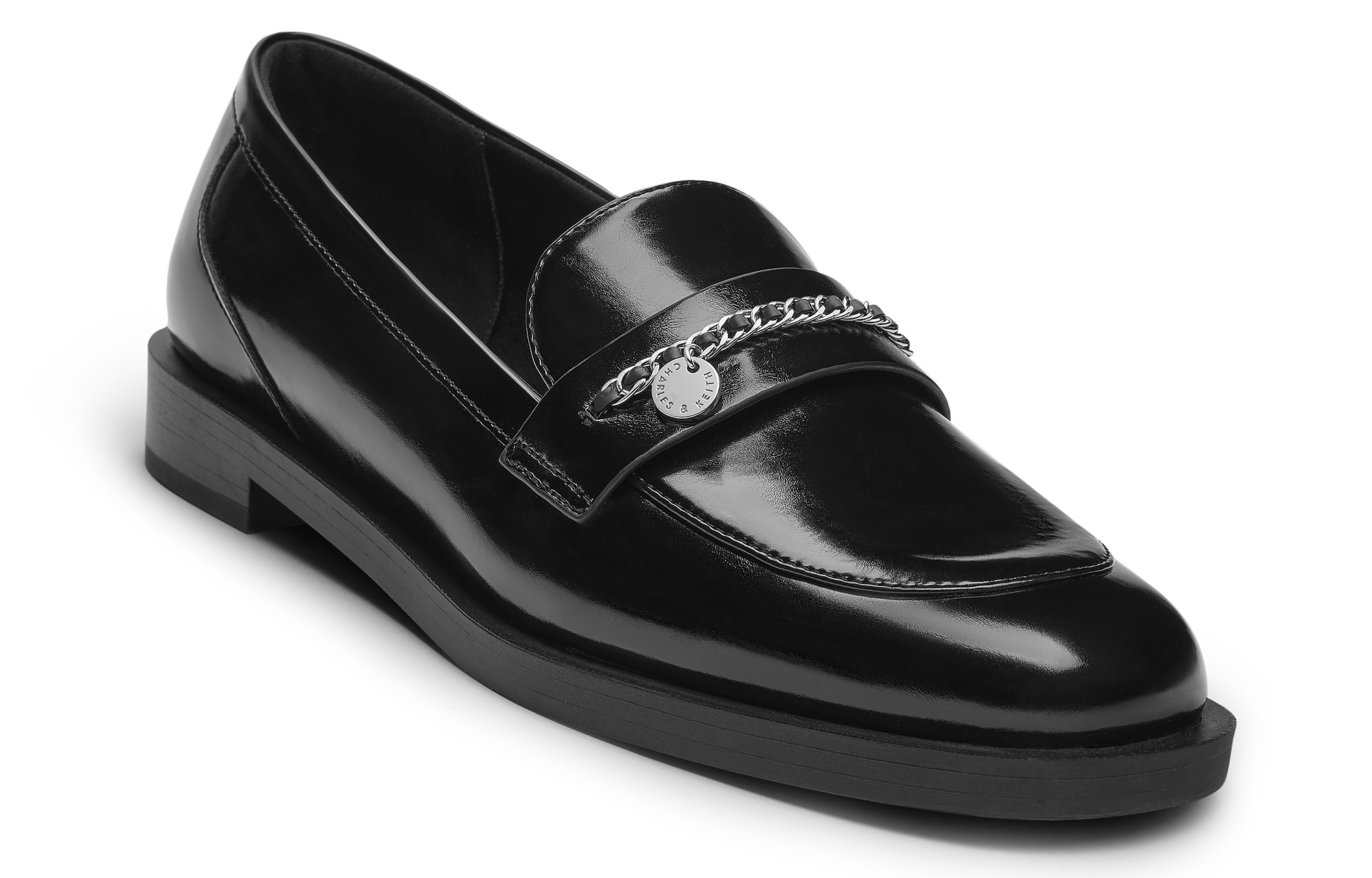 CHARLES&KEITH Маленькие лоферы CK на каблуке 2,5 см женские черные Black Box Black, цвет Black Box Black — фото 3