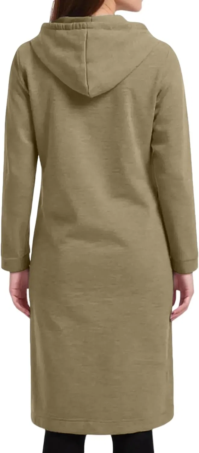 Женское удлинённое худи с молнией, модель Q2-army Green — фото 2