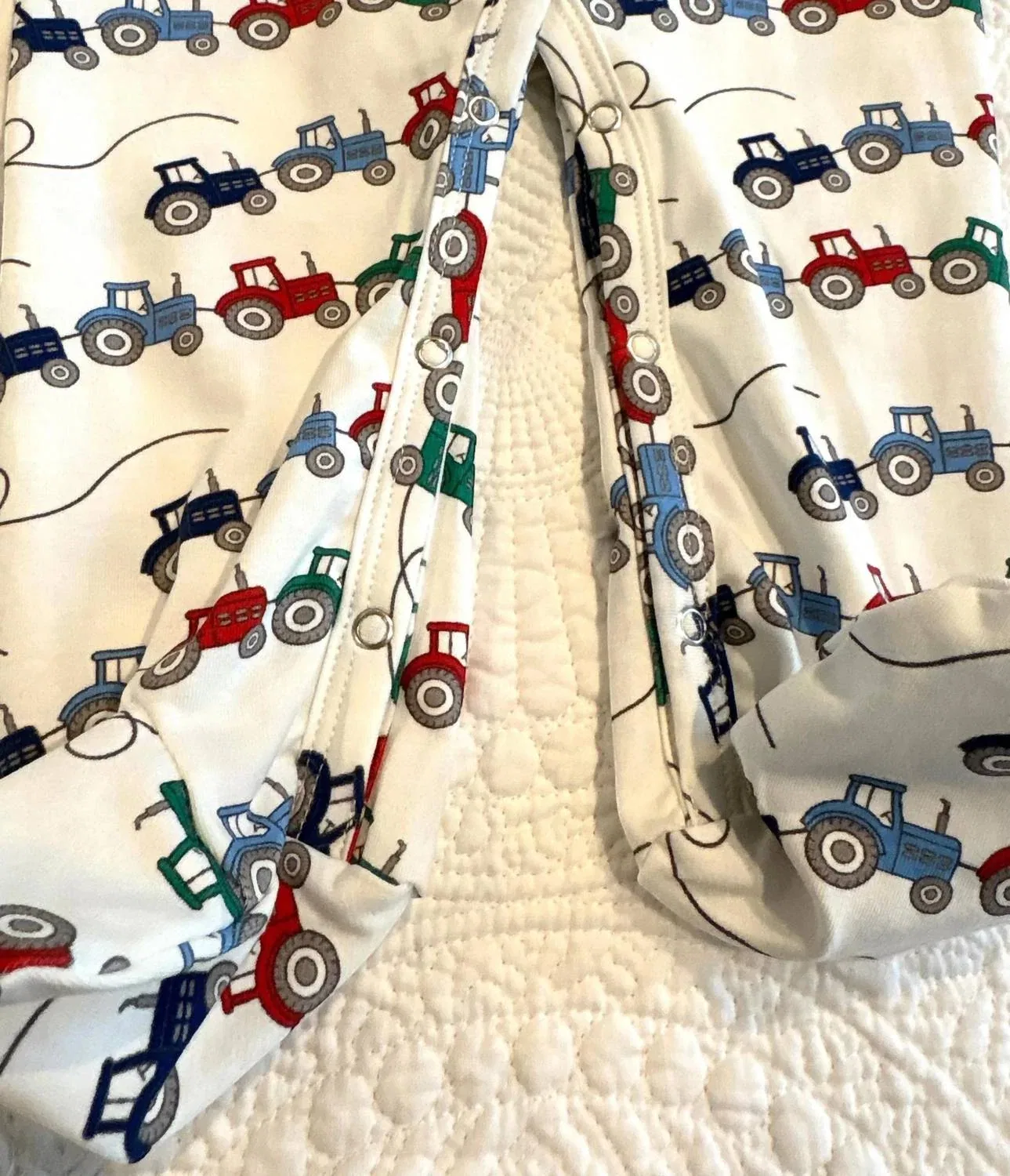 Детский комбинезон-пижама с принтом тракторов на молнии Tractor Print Rachel Riley, White Multi — фото 4