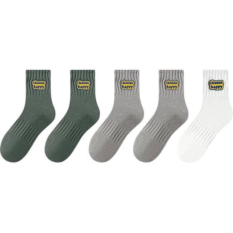 Детские носки до середины икры, 5 пар, Army Green 2 Light Gray 2 White, MIIOW
