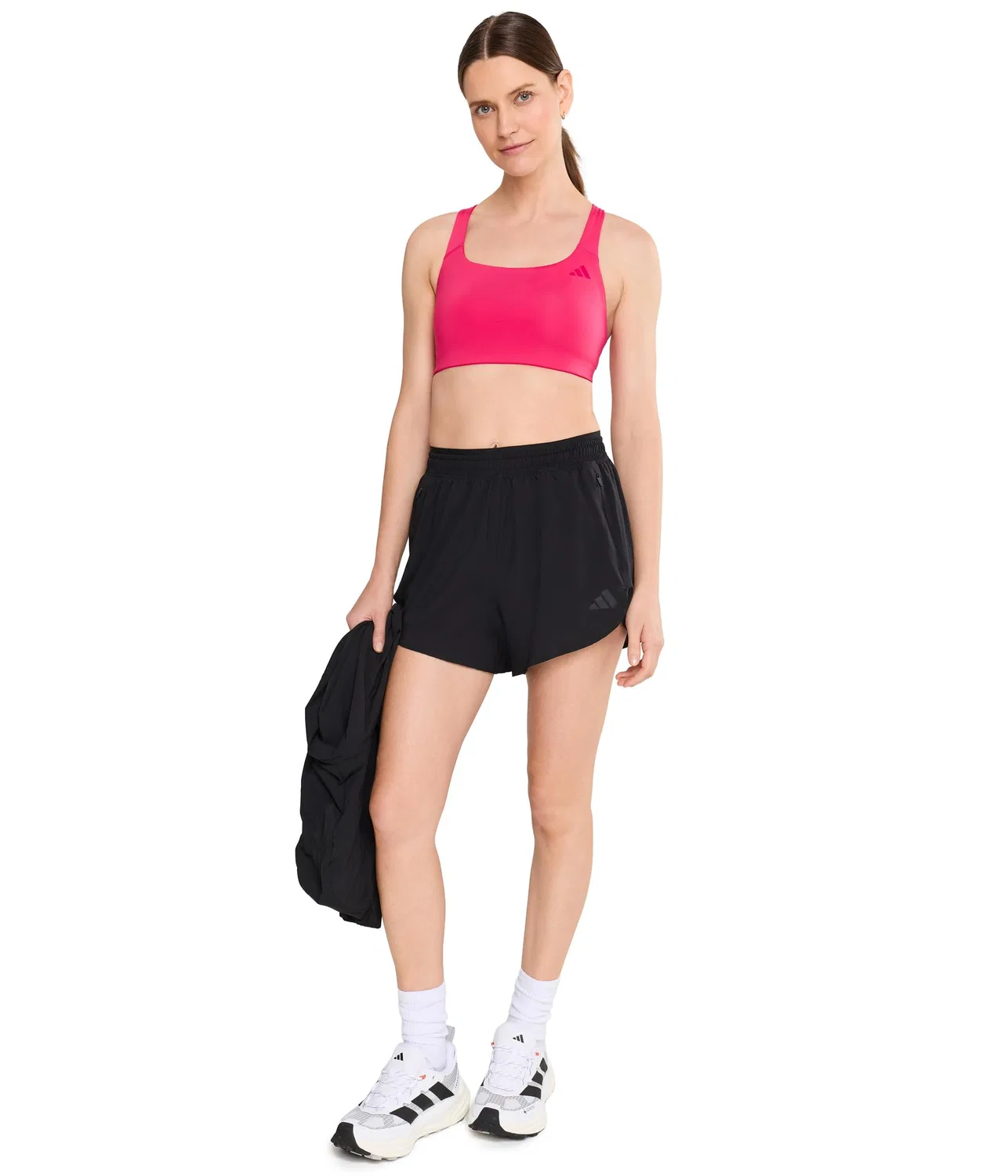 Спортивный бюстгальтер со средней поддержкой Optime Workout Medium-Support Bra Adidas, Power Pink — фото 2