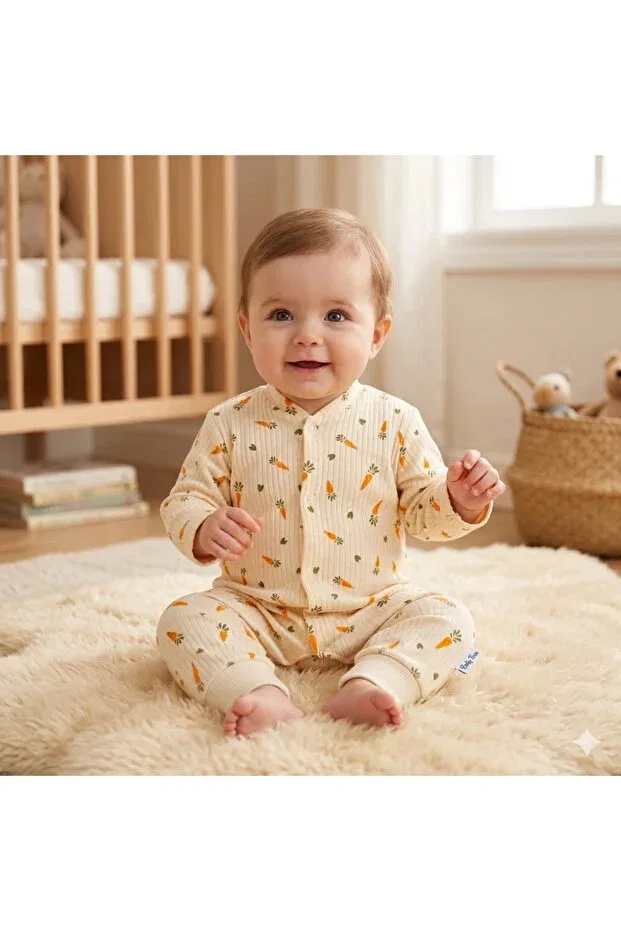 Детский комбинезон для девочек с принтом Basics Asyaden Baby, Nude Color — фото 3