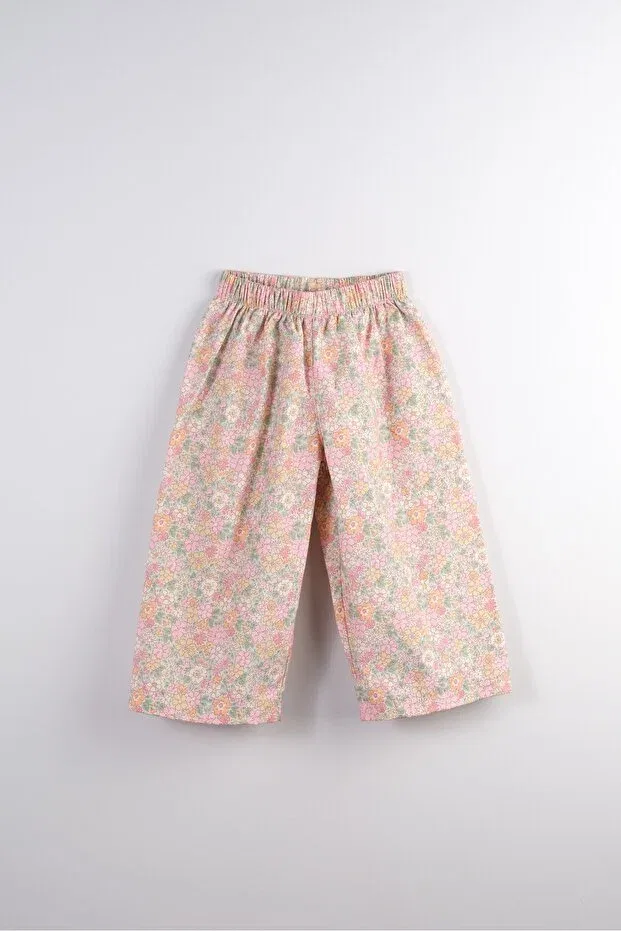 Детские брюки для девочек свободного кроя с цветочным принтом Bondberro, Pink Floral