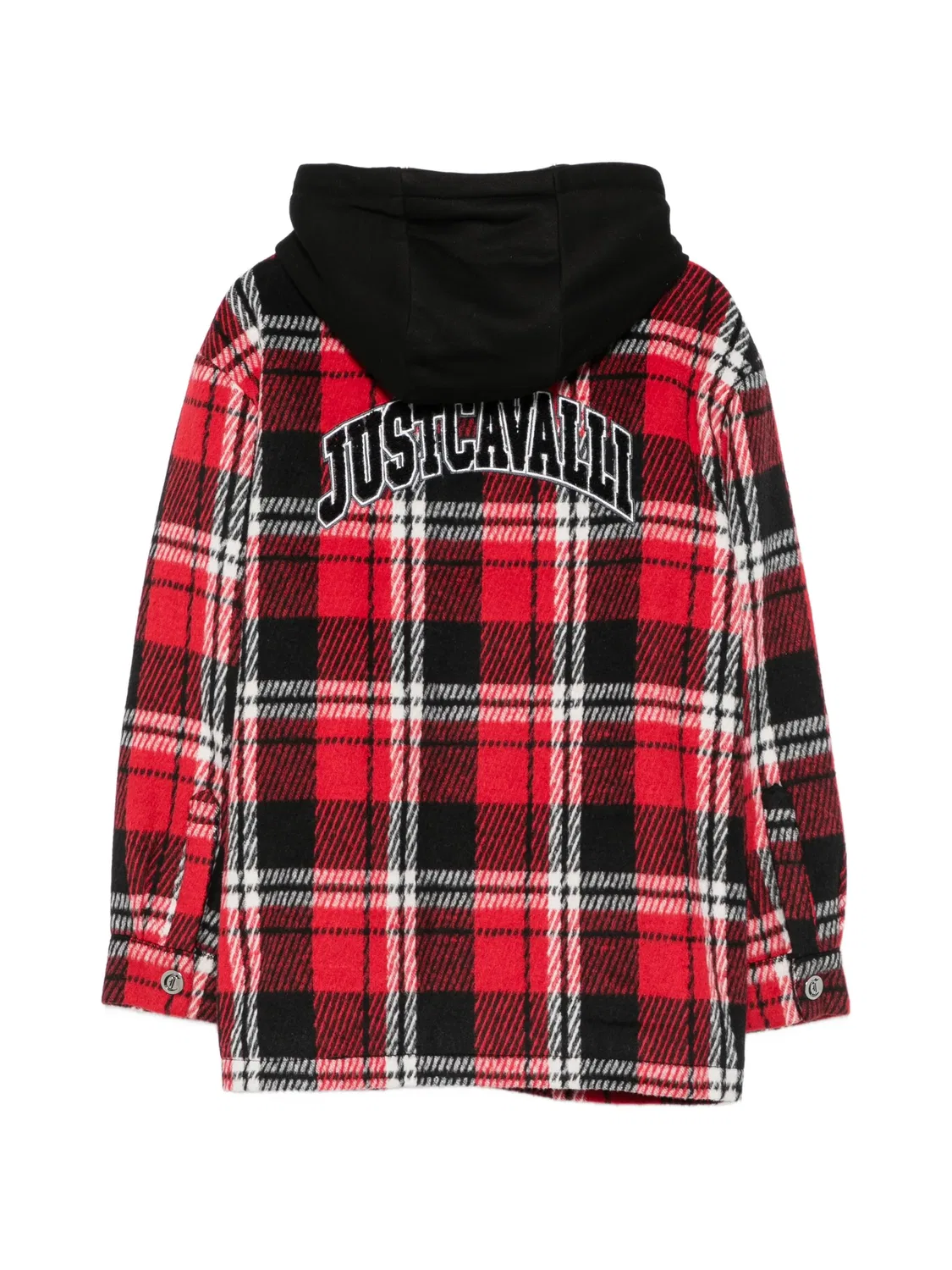 Клетчатая рубашка с капюшоном Roberto Cavalli Junior, красный — фото 2