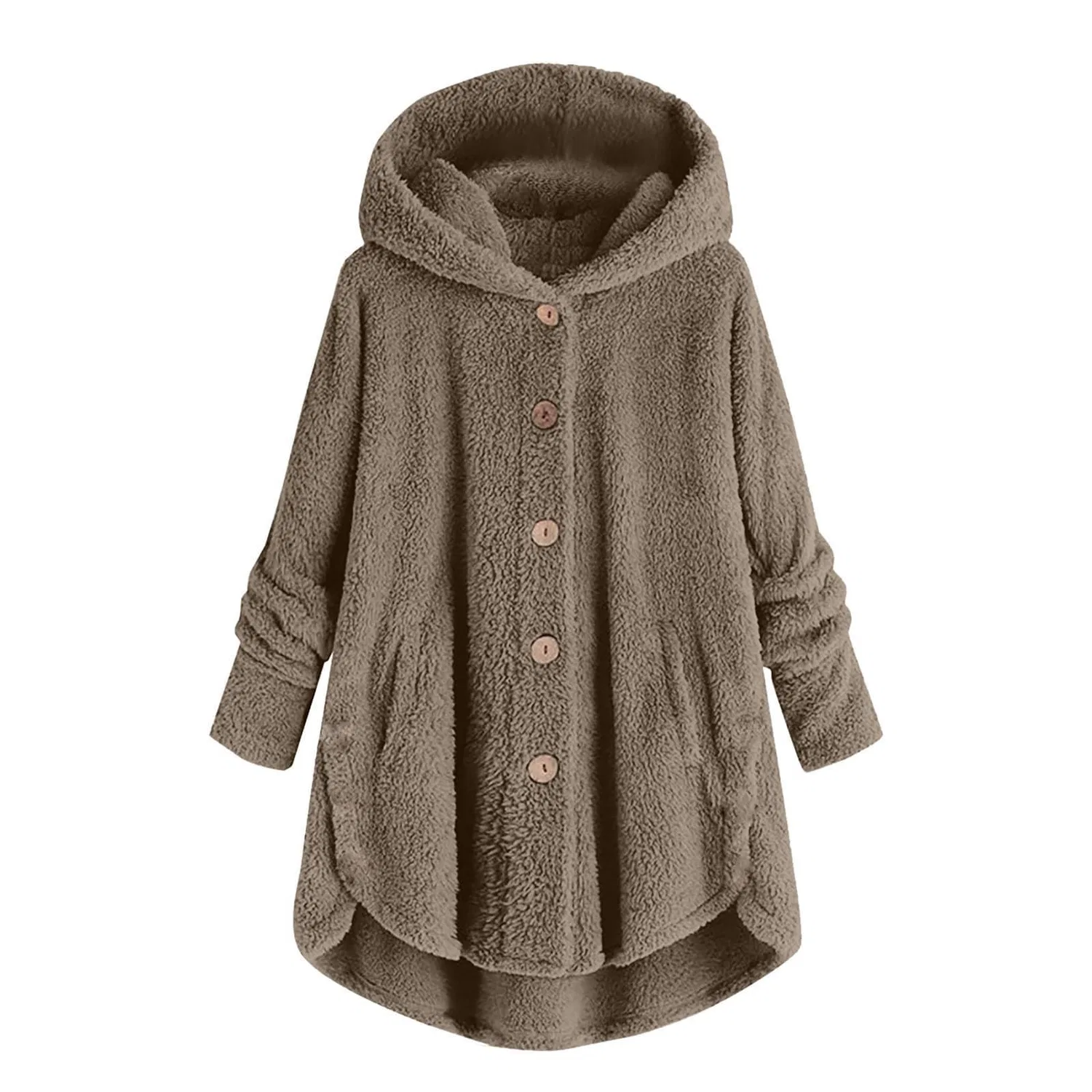 Женское пальто из флиса с капюшоном Teddy Fleece Jacket, cachi