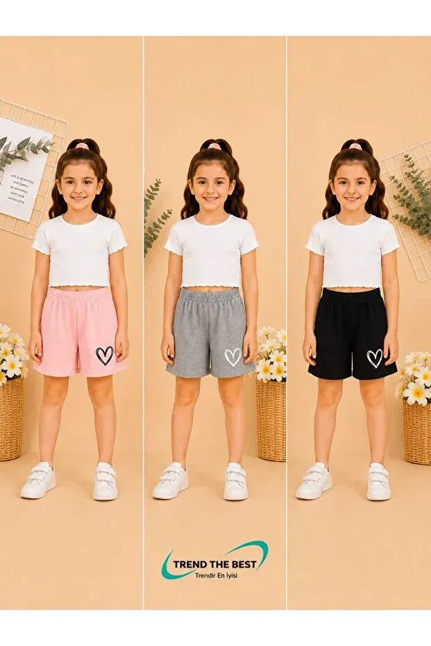 Детские шорты для девочек с принтом Summer Single Hearts Trend The Best Trendin En Iyisi, Multicolor — фото 2