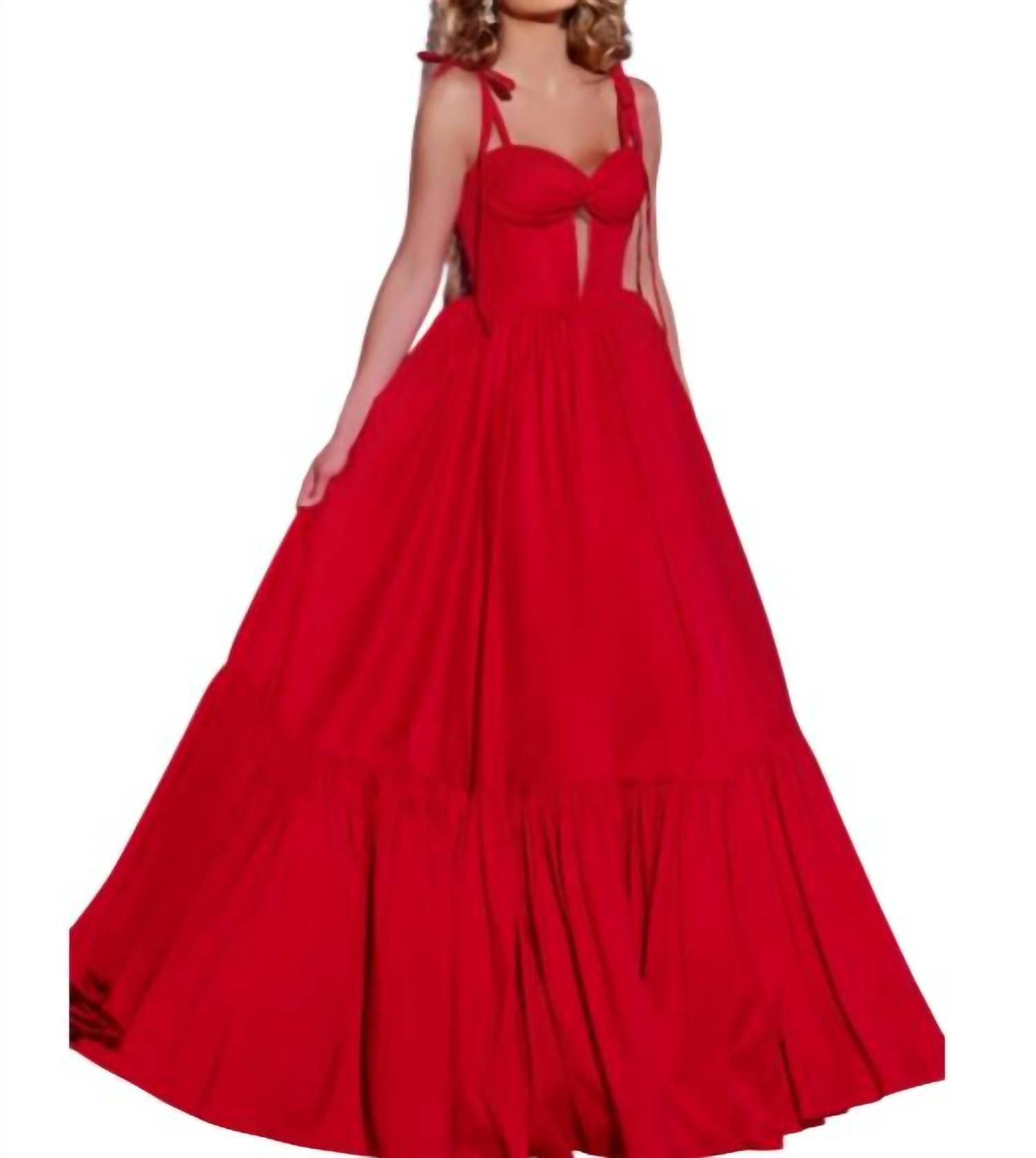 

Корсетное бальное платье Sweetheart в красном цвете JOVANI