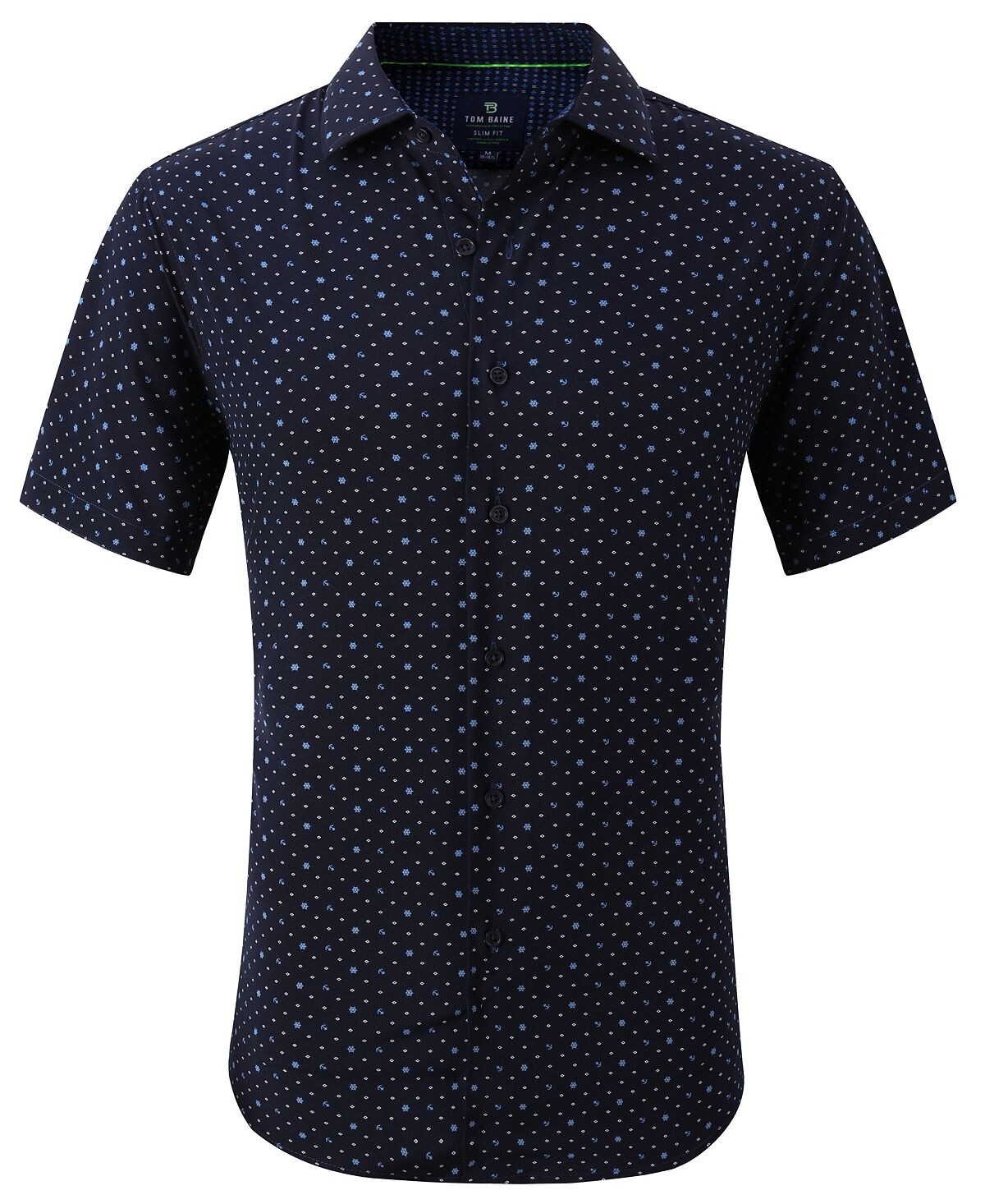 

Мужская классическая рубашка slim fit с коротким рукавом на пуговицах Tom Baine, темно-синий
