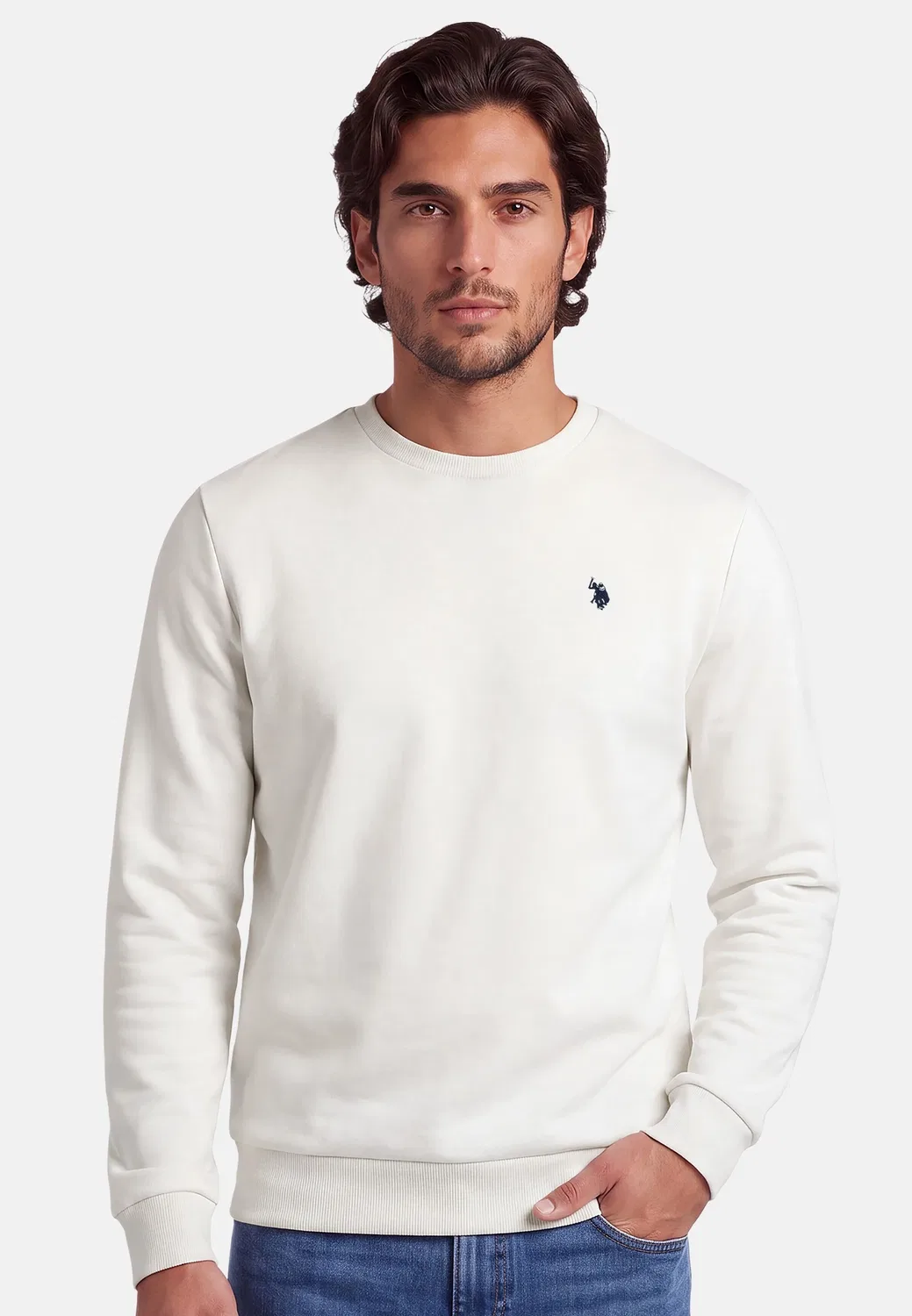 Пуловер с круглым вырезом USJaxxon U.S. Polo Assn., белый — фото 2