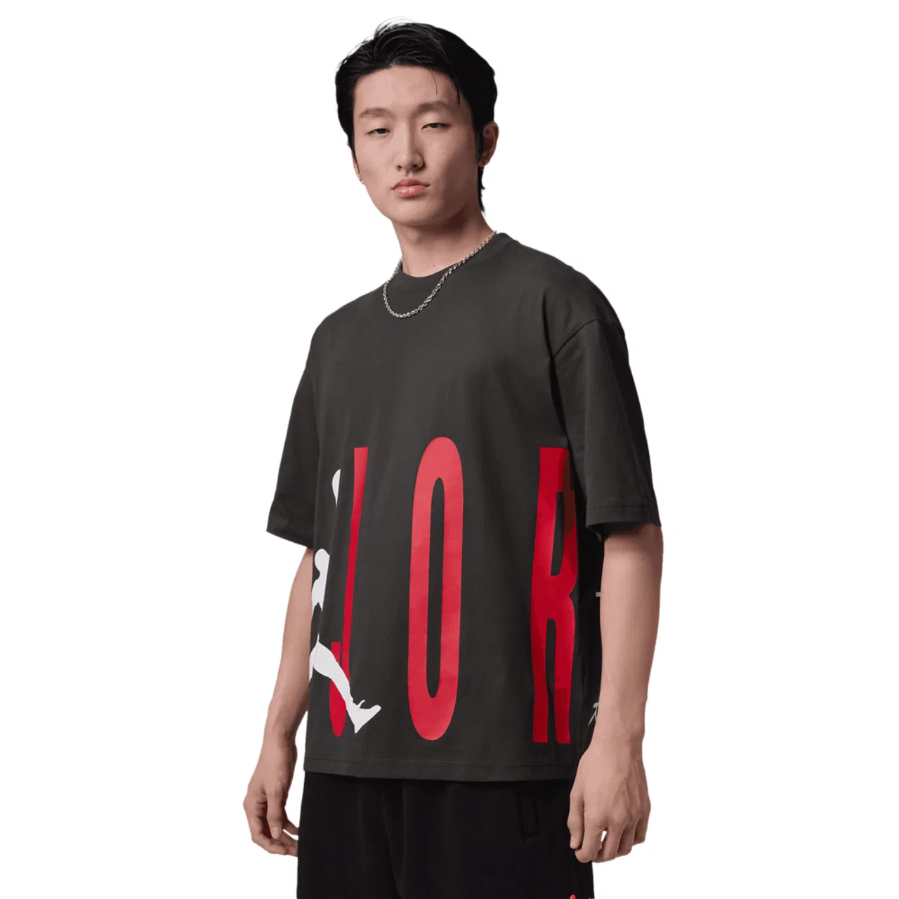 Мужская футболка Oversized Torso Stretch Jordan, цвет Off Noir/Gym Red
