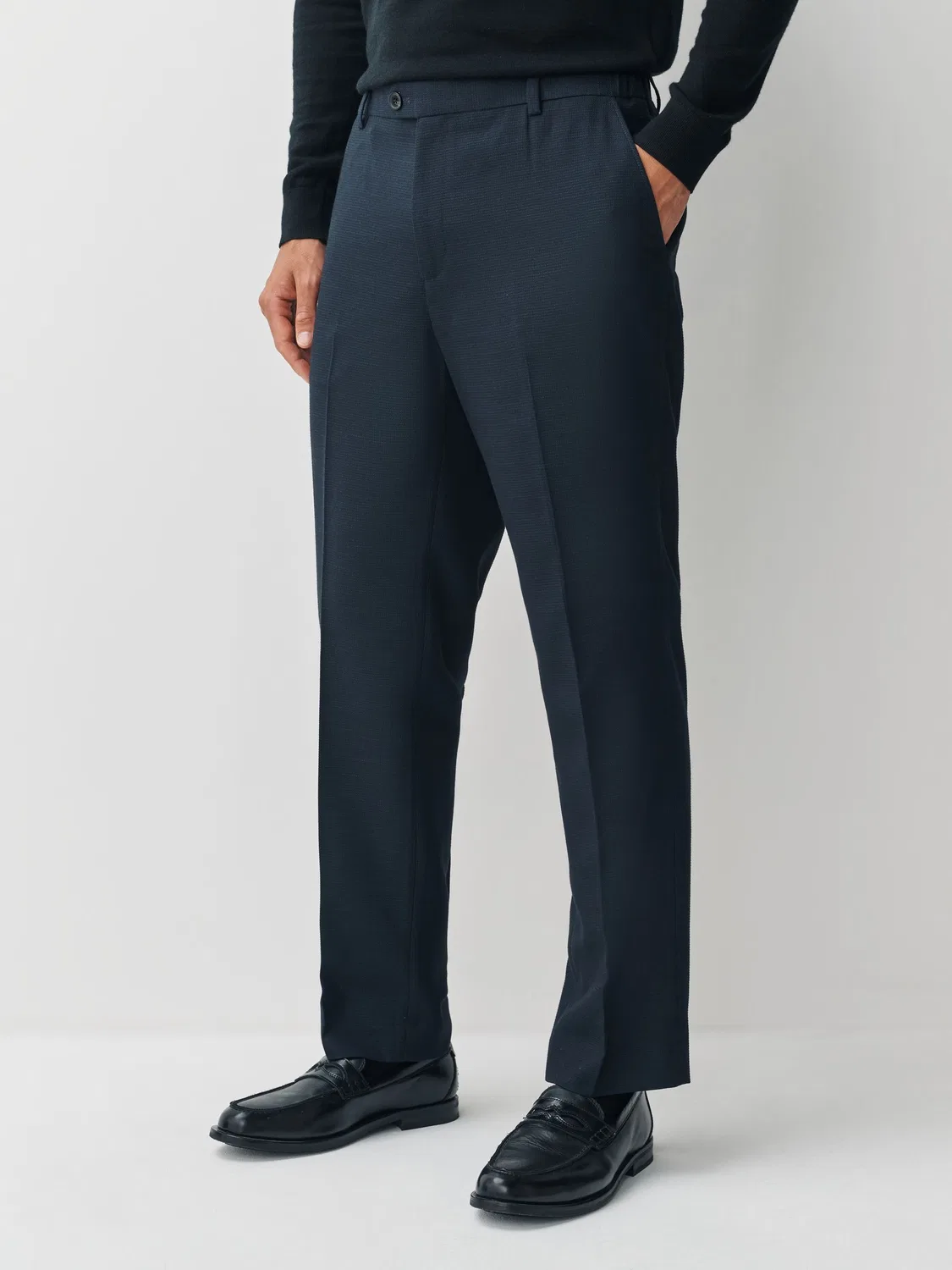 Брюки классические с заниженной талией, модель Navy Regular Fit Next, темно-синий