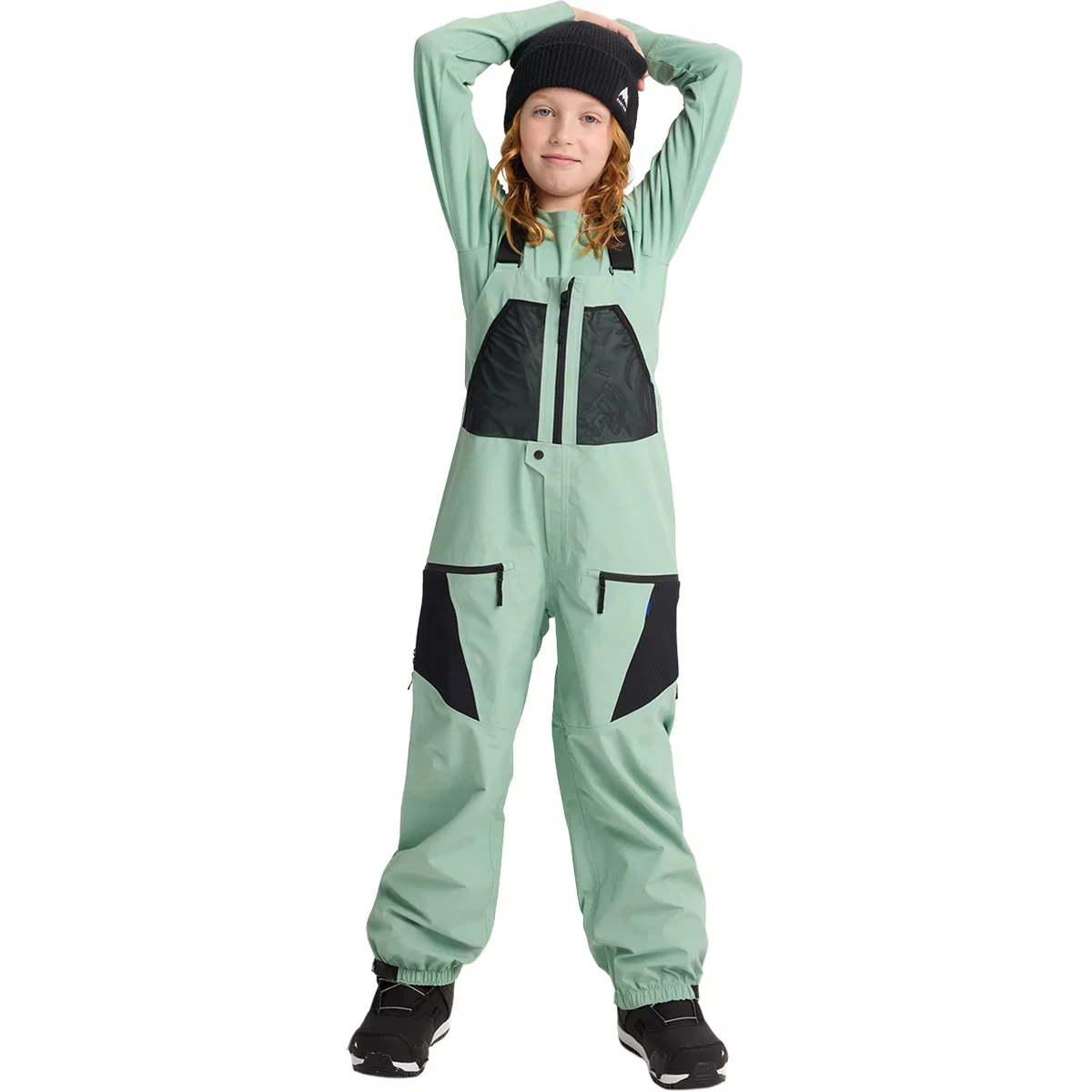 Детский сноубордический комбинезон с подтяжками Outbeam 3L Bib Pant Burton, Soft Sage/True Black