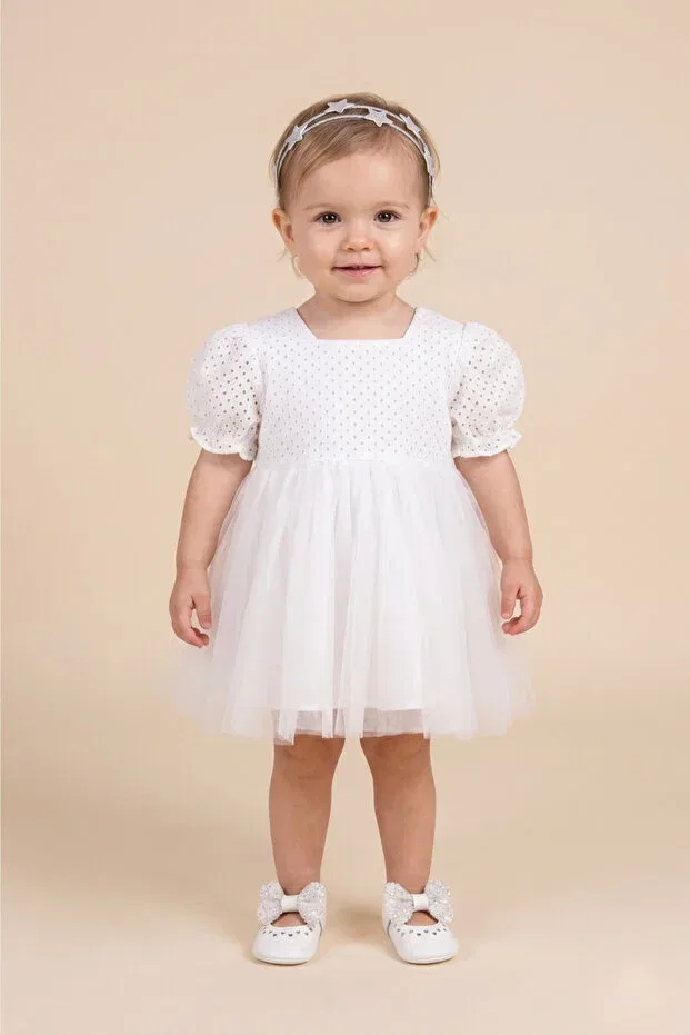 Детское платье для девочек с коротким рукавом marcia Le Mabelle, White
