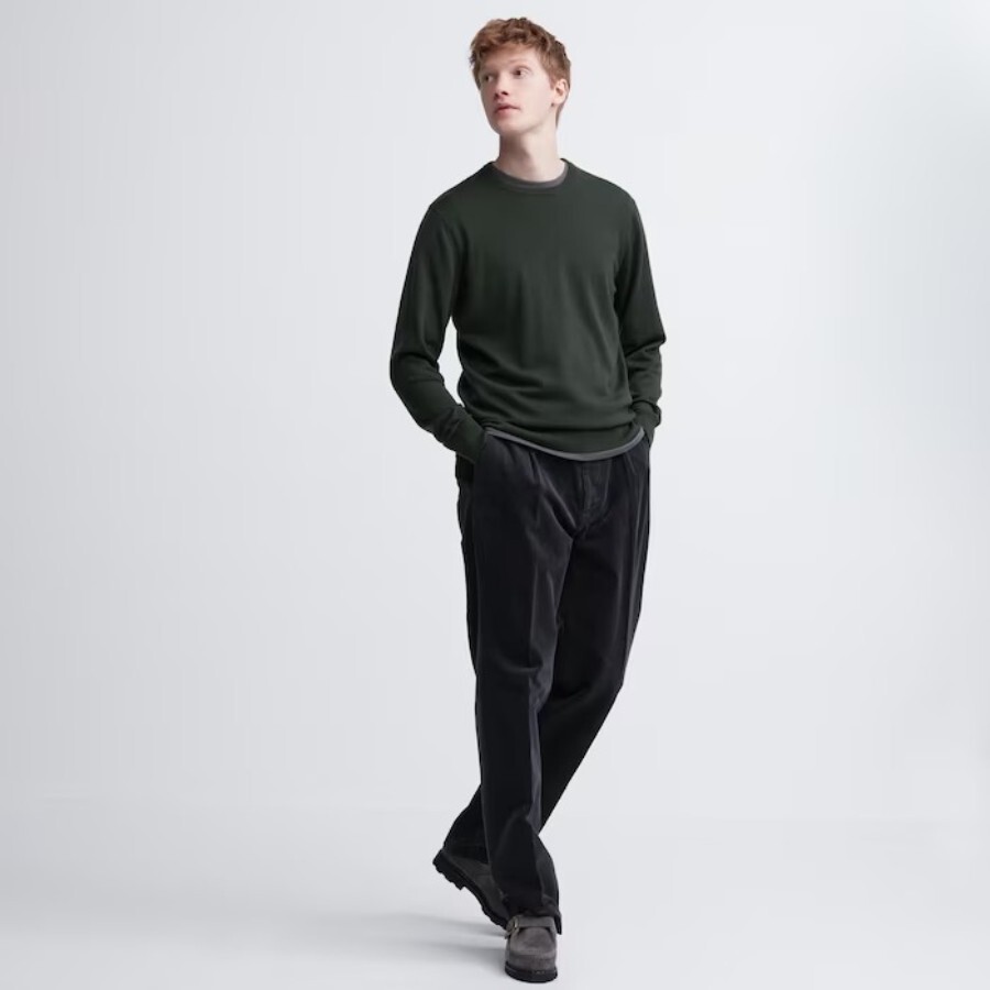 Джемпер Uniqlo Extra Fine Merino, темно-оливковый — фото 2