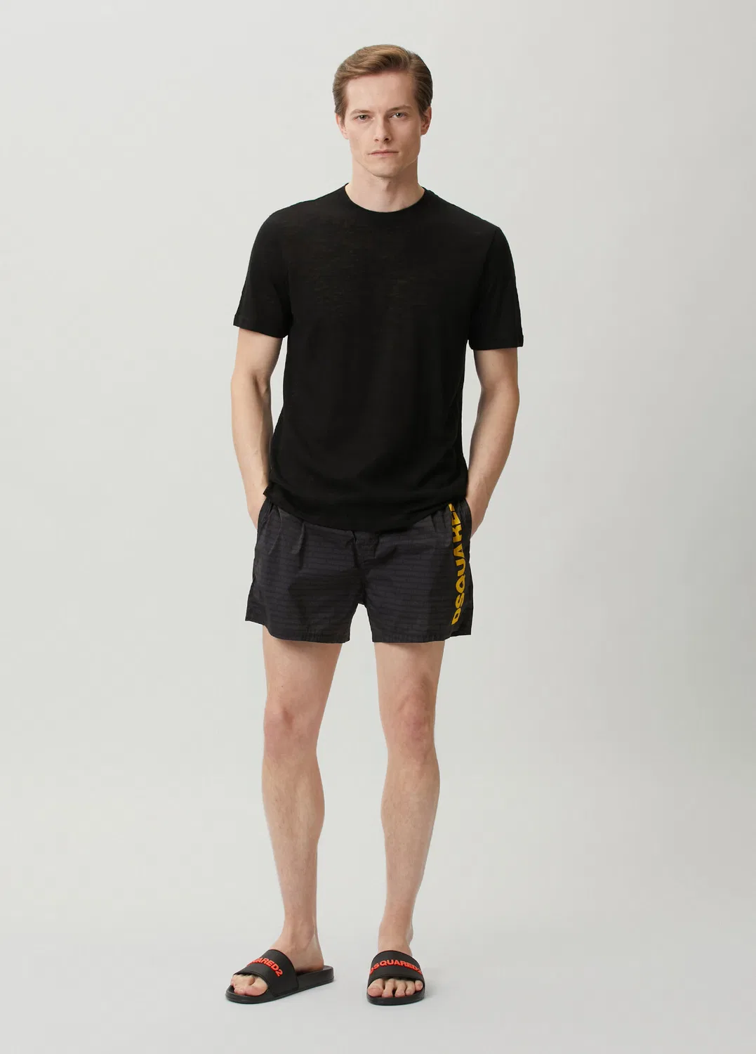 Плавки Dsquared2 с поясом и логотипом, black