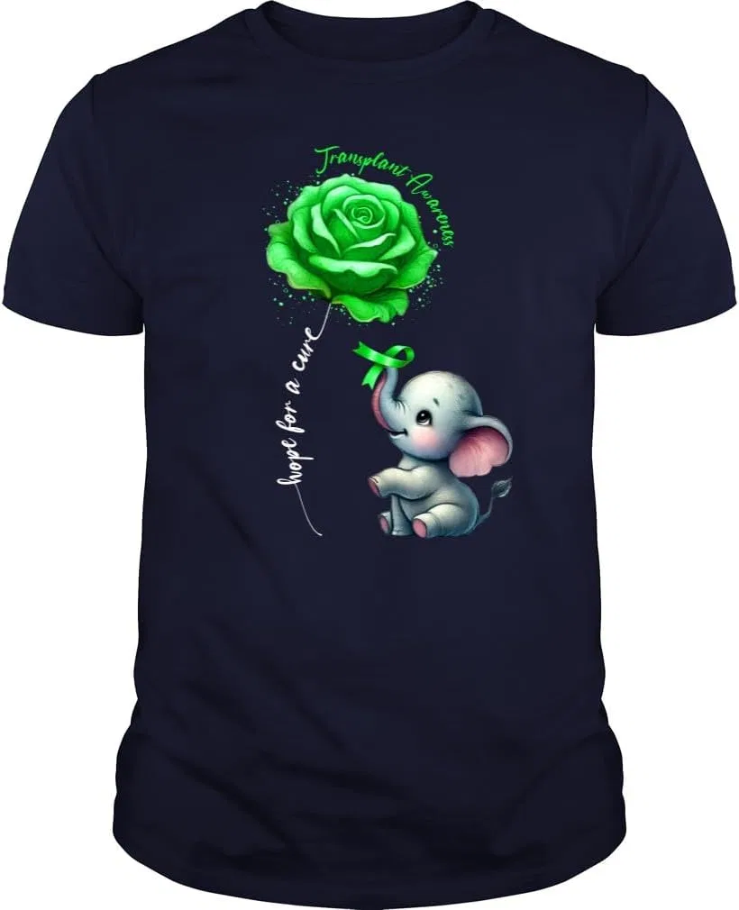 Мужская футболка с принтом Transplant Awareness Survivor Warrior Hope for a Cure Elephant Rose, тёмно-синий