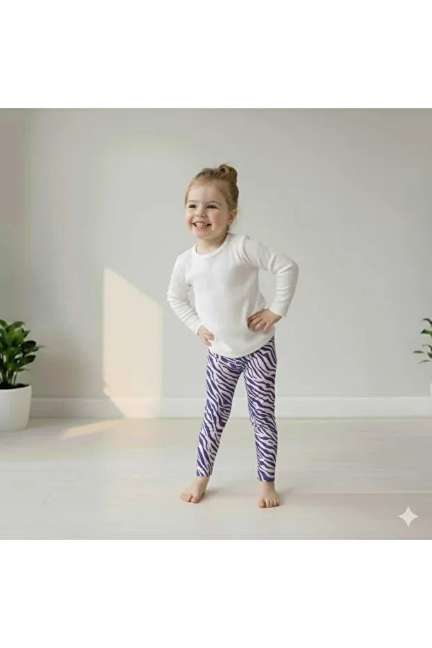 Детские леггинсы для девочек с принтом Basic Leydukids, Lilac — фото 3