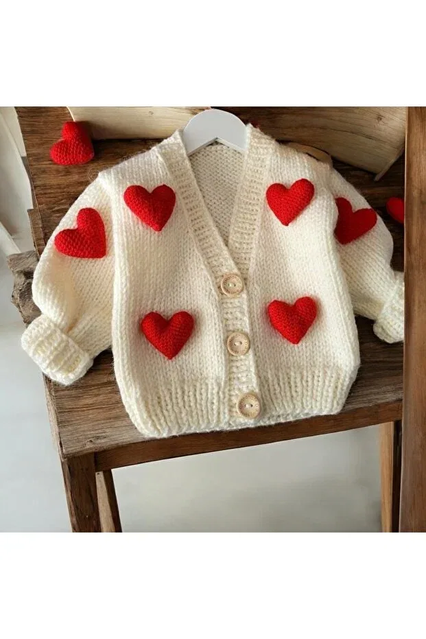Детский кардиган с принтом Hand Knitted Heart Generic Brands, Nude Color