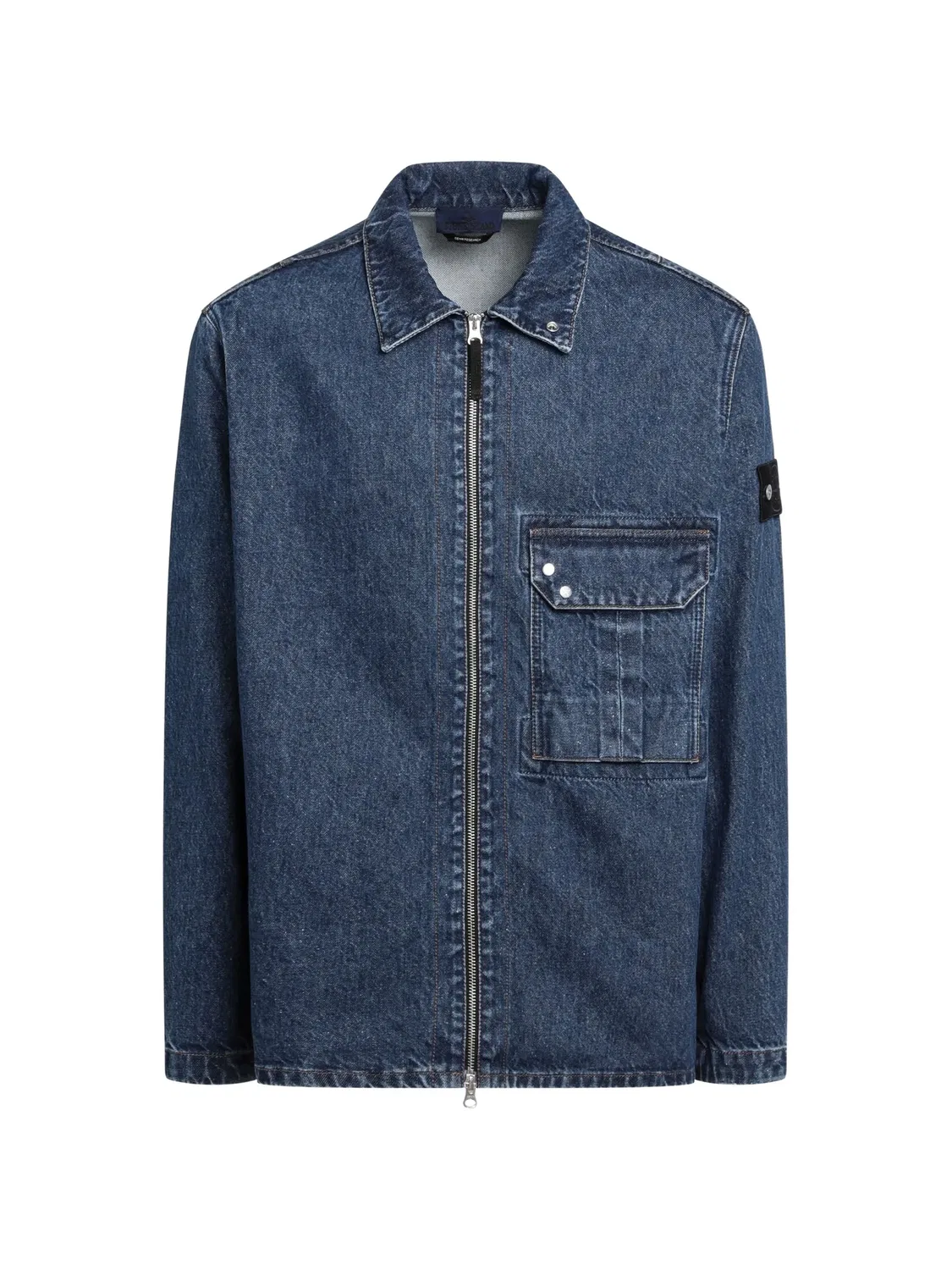 Джинсовая куртка на молнии с логотипом, синяя Stone Island, синий