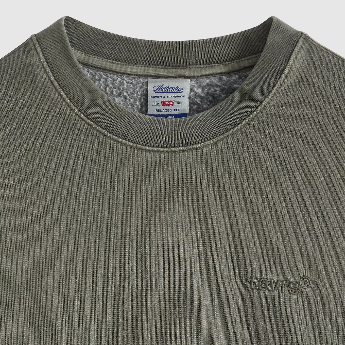 Свитшот Levi's Authentic Crewneck Garment Dye, зеленый — фото 2