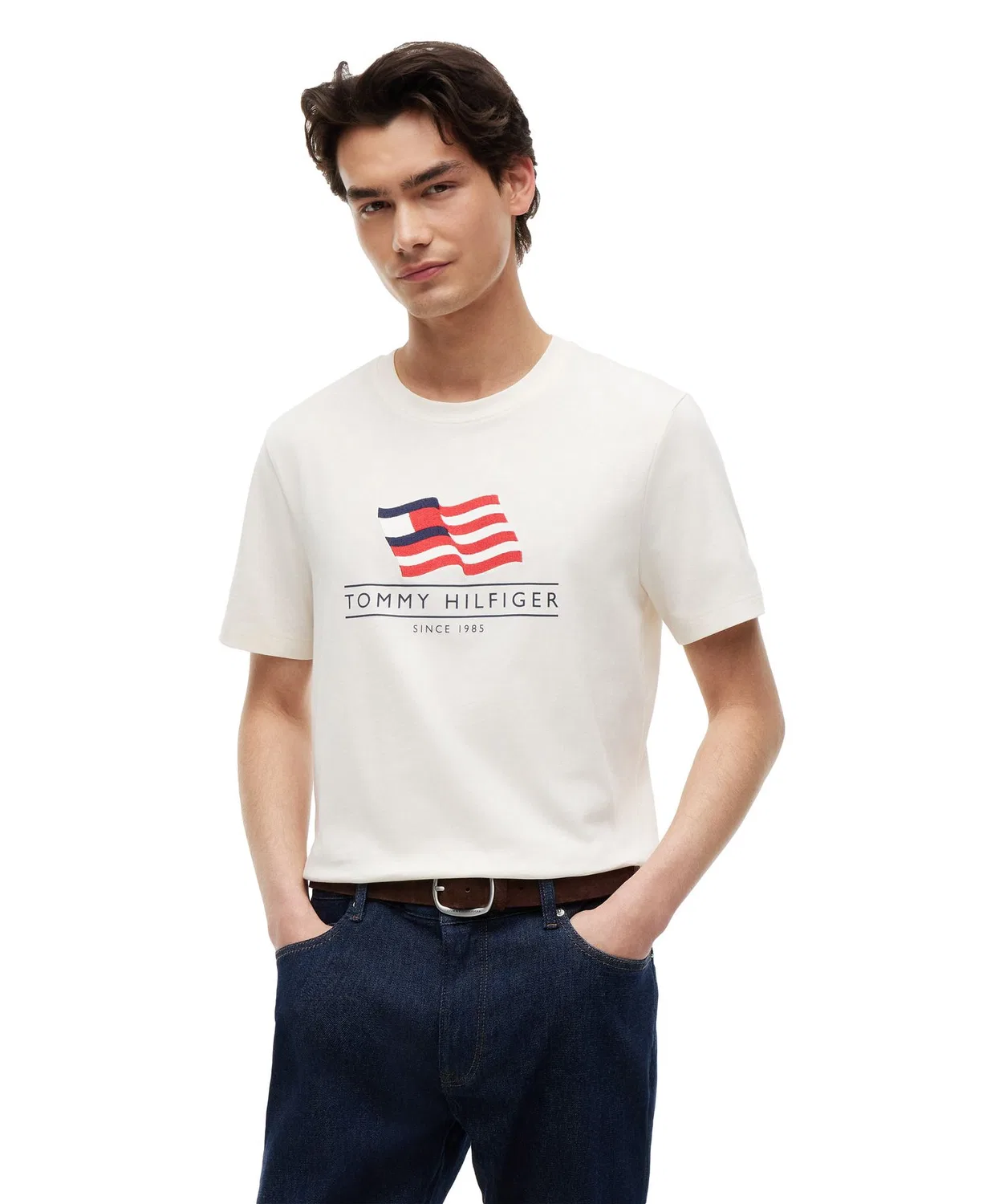 Мужская футболка с принтом Main Flag Regular T-Shirt TOMMY HILFIGER, Белый