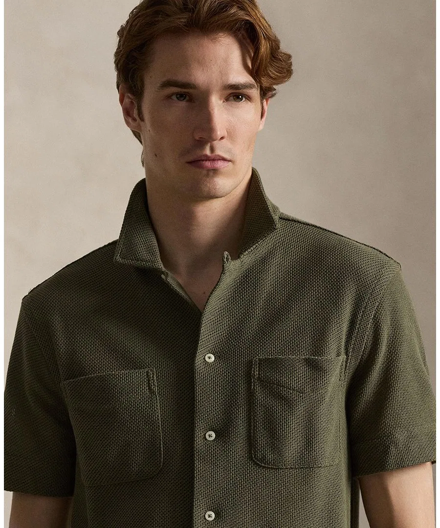 Рубашка с текстурным пойнтелем и вышивкой Pony Polo Ralph Lauren, Cruise Olive — фото 3