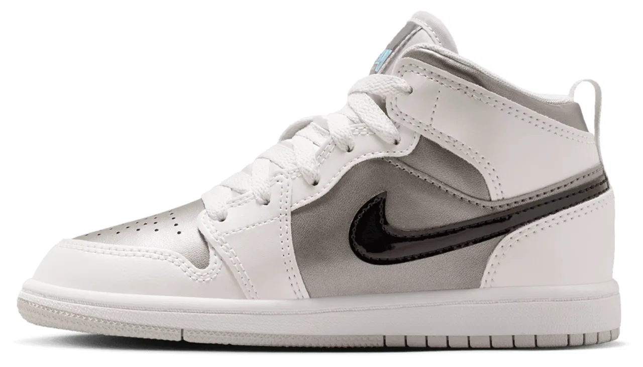 Кроссовки для мальчиков Jordan 1 Mid SE Uni, цвет Photon Dust/Blue Chill — фото 2