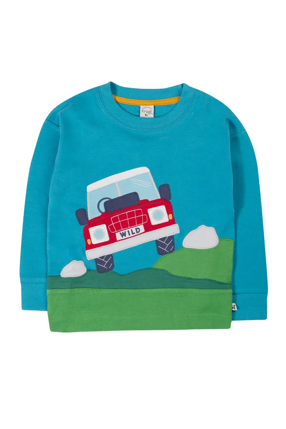 Детская футболка с круговой панелью Owen Frugi, Blue