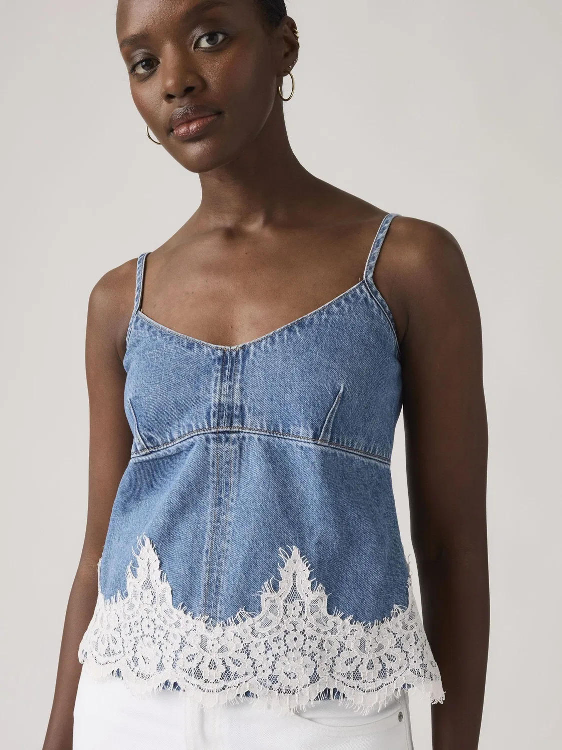 Топ-ками Levi's Denim Lace Trim, синий — фото 3