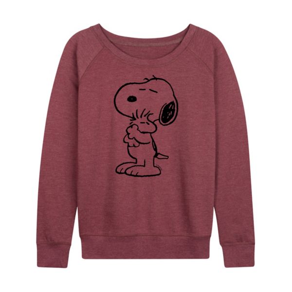 

Женская футболка с длинным рукавом из французского трикотажа «Peanuts Snoopy Loves Woodstock» Licensed Character, красный