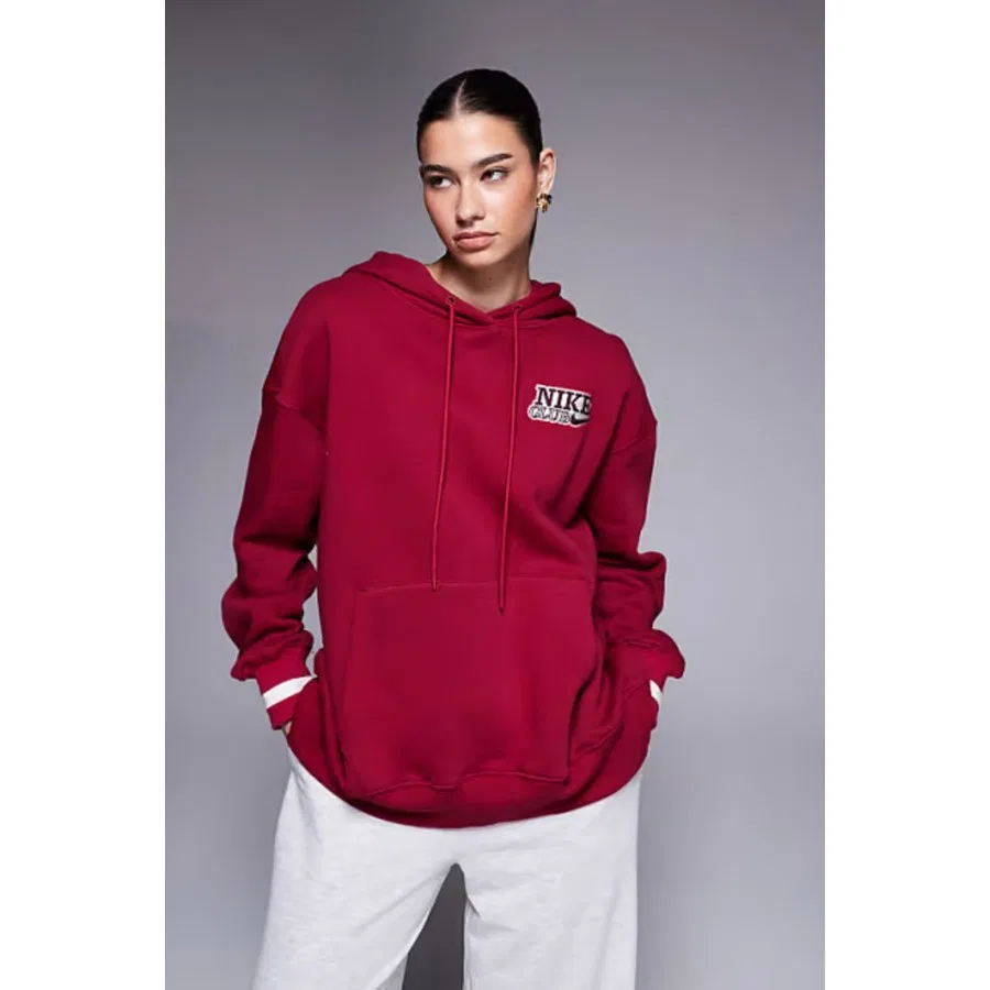 Женский свитшот Oversize с капюшоном Phoenix Fleece Nike, Бордовый — фото 2