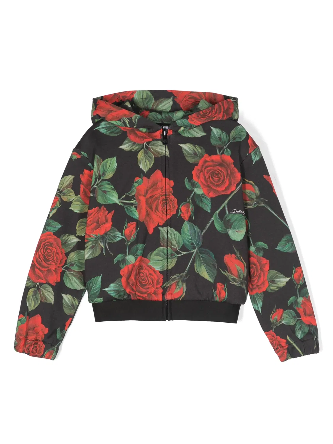 Куртка с капюшоном и принтом розы Dolce & Gabbana, черный