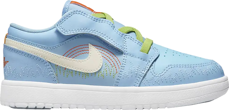 

Кроссовки Air Jordan 1 Low SE PS Blue Stitch, синий