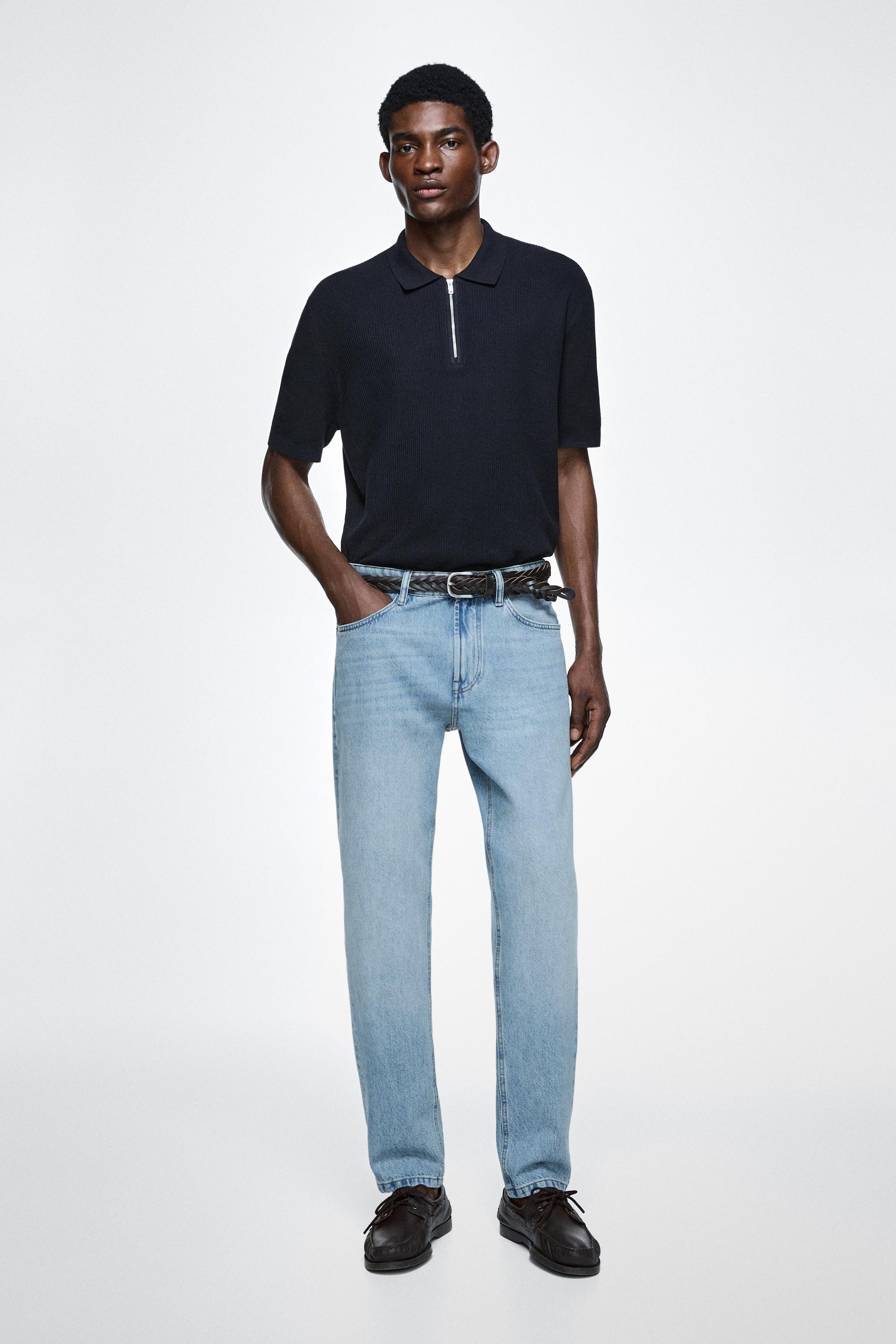 Джинсы  Massimo Dutti Tapered Fit, светло-голубые — фото 2