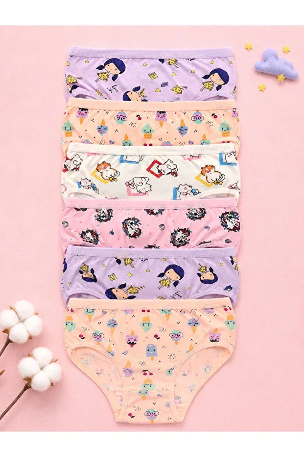 Детские трусы для девочек хлопковые 6 шт Meyzz, Patterned