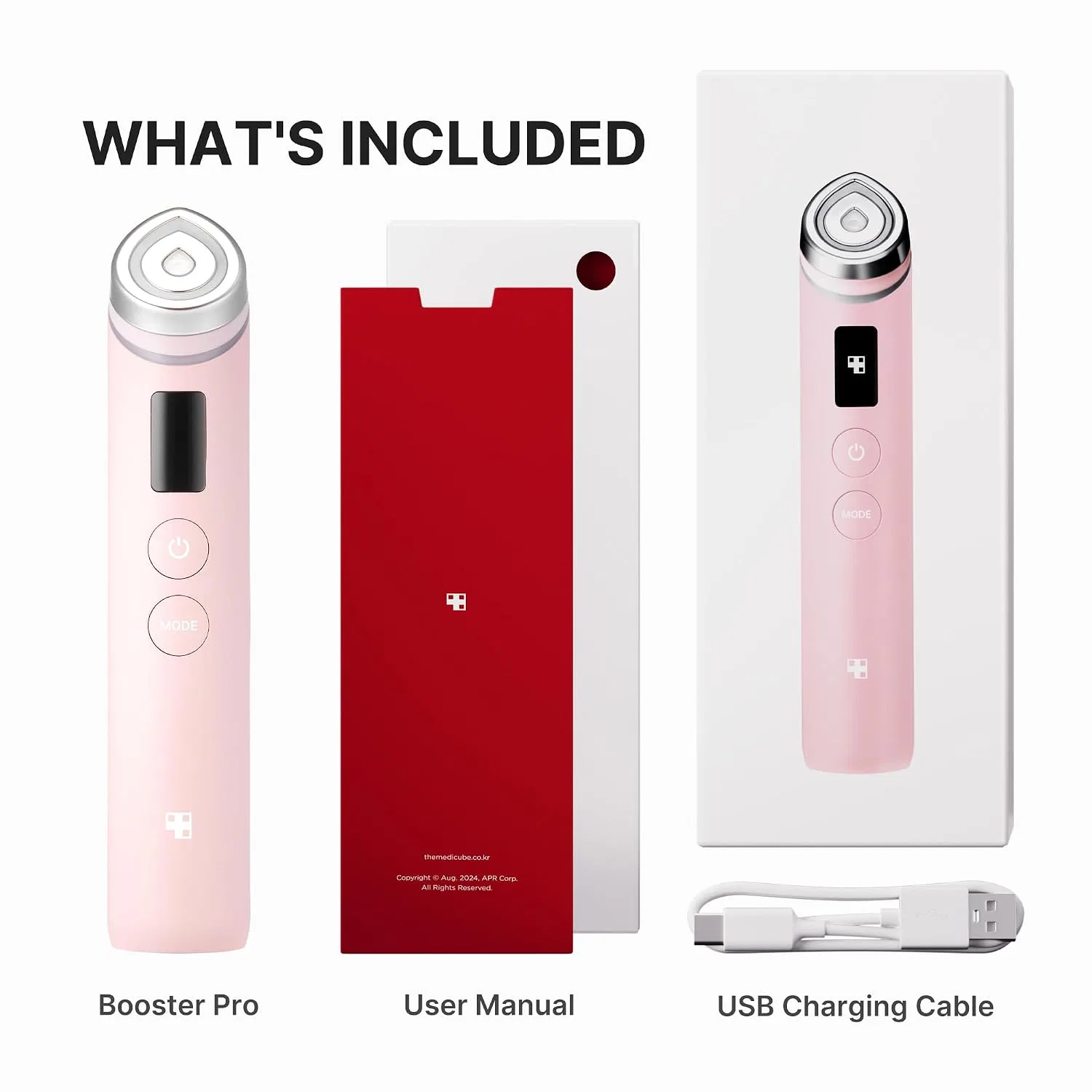 Массажер для лица Booster Pro 6 в 1 Real Glass Glow Beauty Massager Medicube, Pink — фото 3