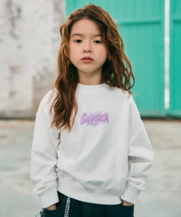 Свитшот детский с вырезом, crewneck, Brownbreath Kids, слоновая кость
