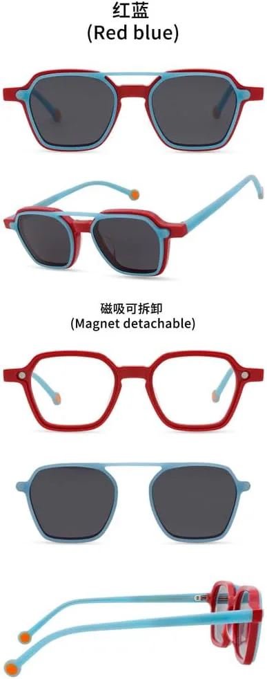 

Модные солнцезащитные очки со съемной клипсой, двойной перемычкой, из ацетата, персонализированные, разноцветные, с защитой от УФ-излучения UV400, унисекс HYYZZC, C1