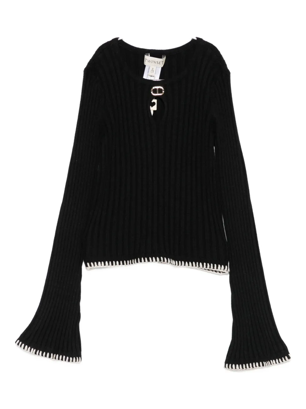 

Топ с ребристой фактурой и рукавами-клеш TWINSET Kids, черный