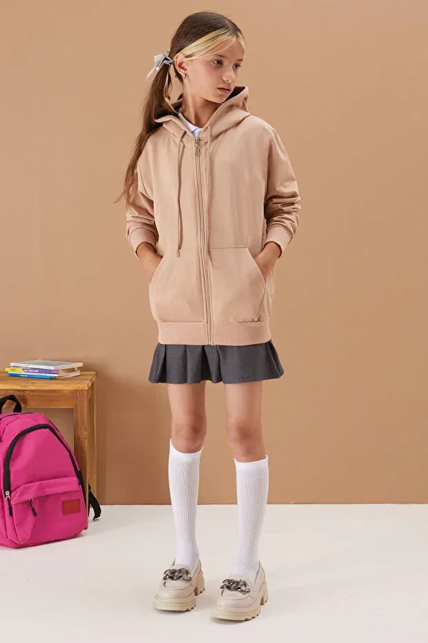 Детский кардиган для девочек с капюшоном Cansın Mini, Beige
