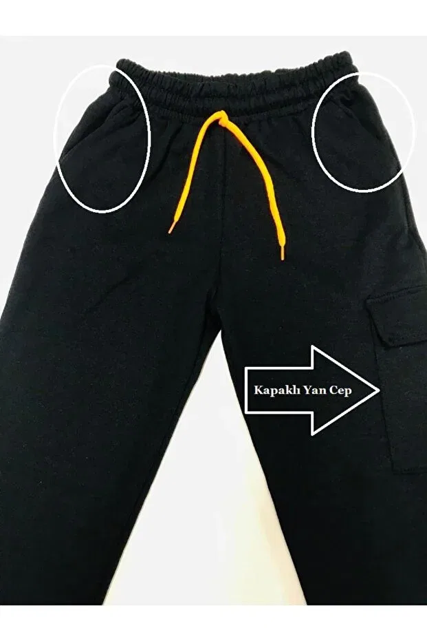 Детские спортивные штаны для мальчиков с карманами Seasonal 2-thread 2-front 1-pocket tracksuit pants for boys with drawstring at the waist and elastic ribbed cuffs Baby Slon Kids Clup, Navy Blue — фото 2