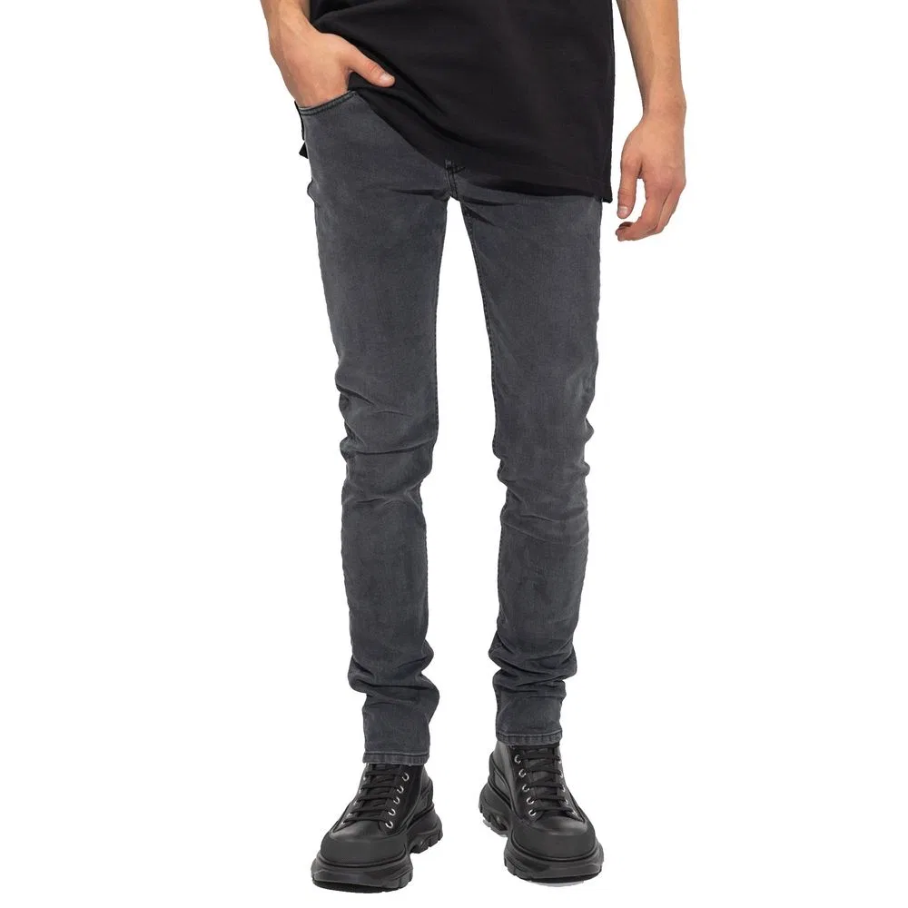 Мужские узкие джинсы с вышитым логотипом Black Cotton Skinny Jeans Alexander McQueen, Black — фото 2