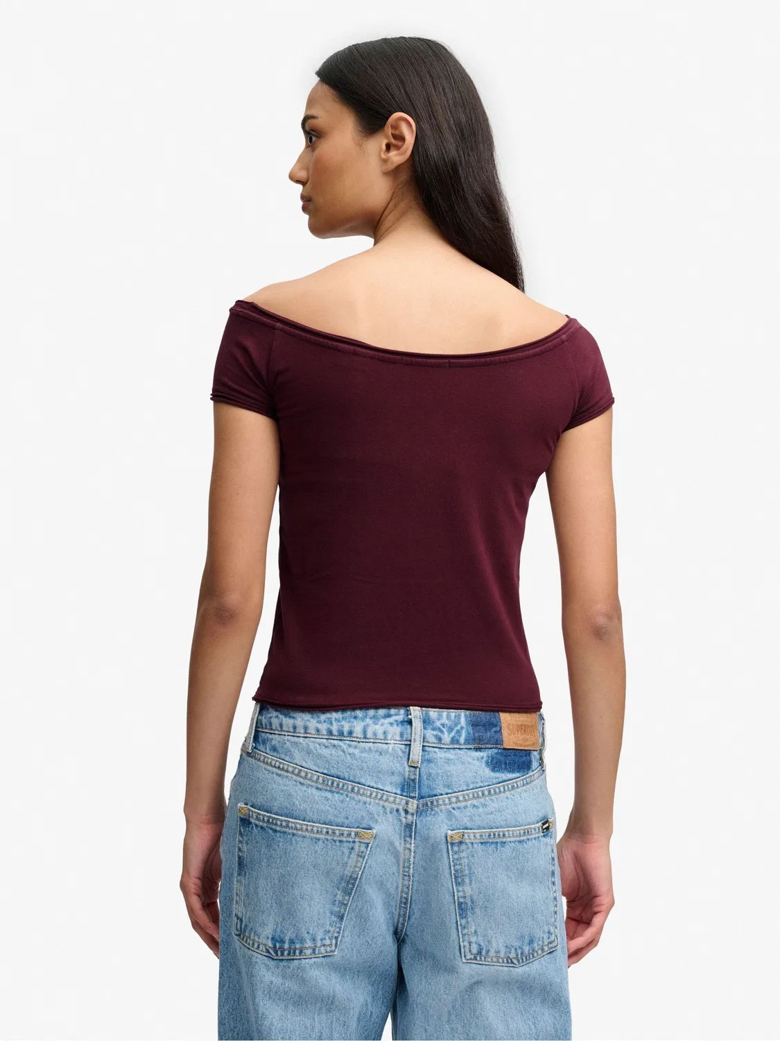 Топ с рюшами Athletic Essentials Superdry, бордово-красный — фото 3