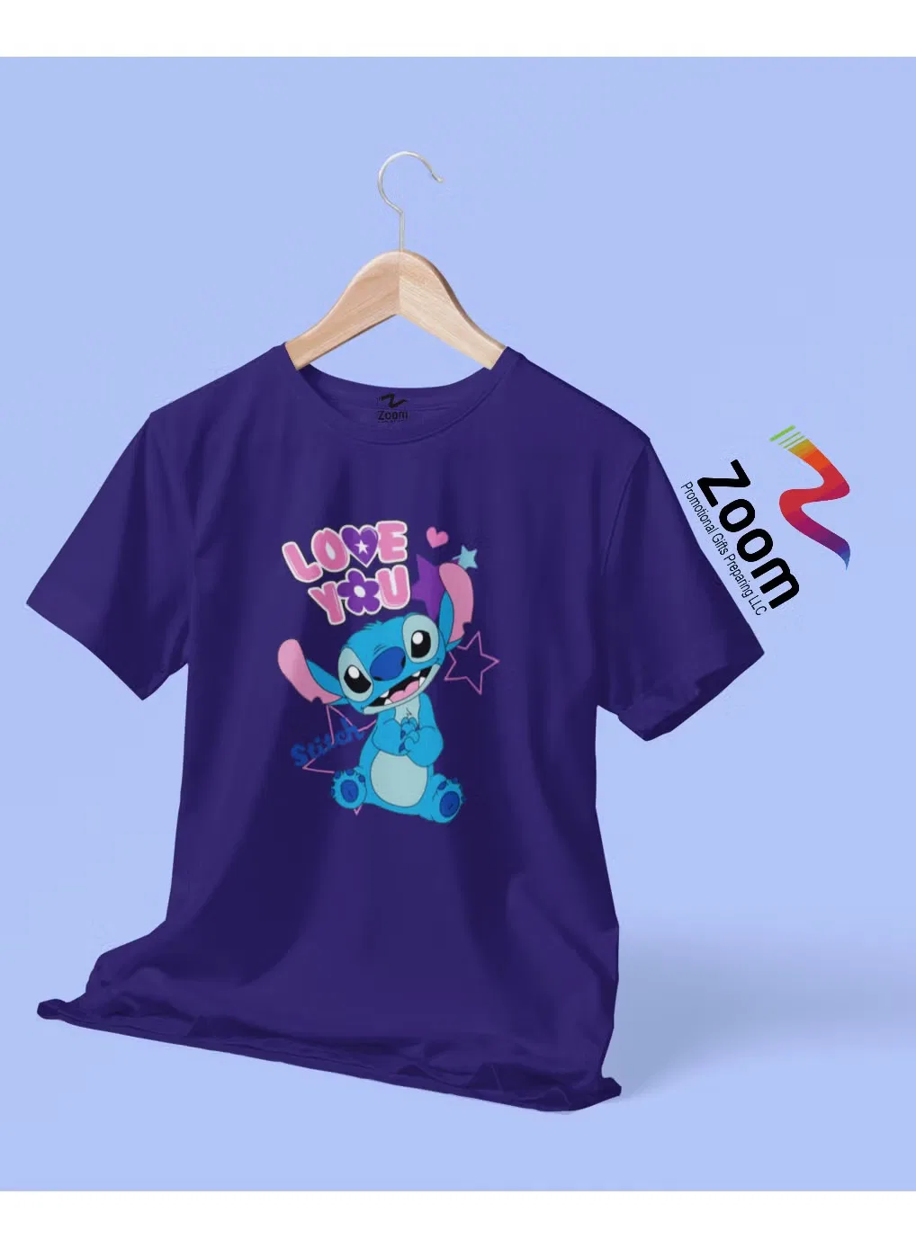 Футболка с принтом Love you stitch star для детей Zoom, фиолетовый