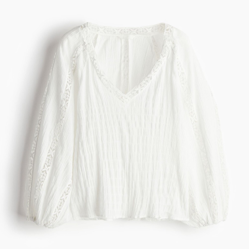 

Блузка H&M Lace-detail, белый